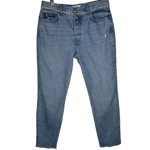 GRLFRND Karolina  Embellished High Rise Button-Fly Skinny Denim Jeans Size 31 - Picture 6 of 16
